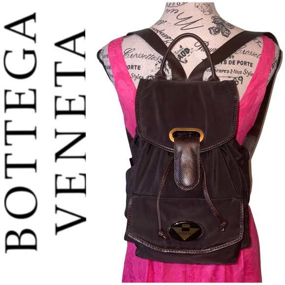 Bottega Veneta Backpack Authentic Rare Mini Chocolate Brown Preowned - Picture 3 of 16